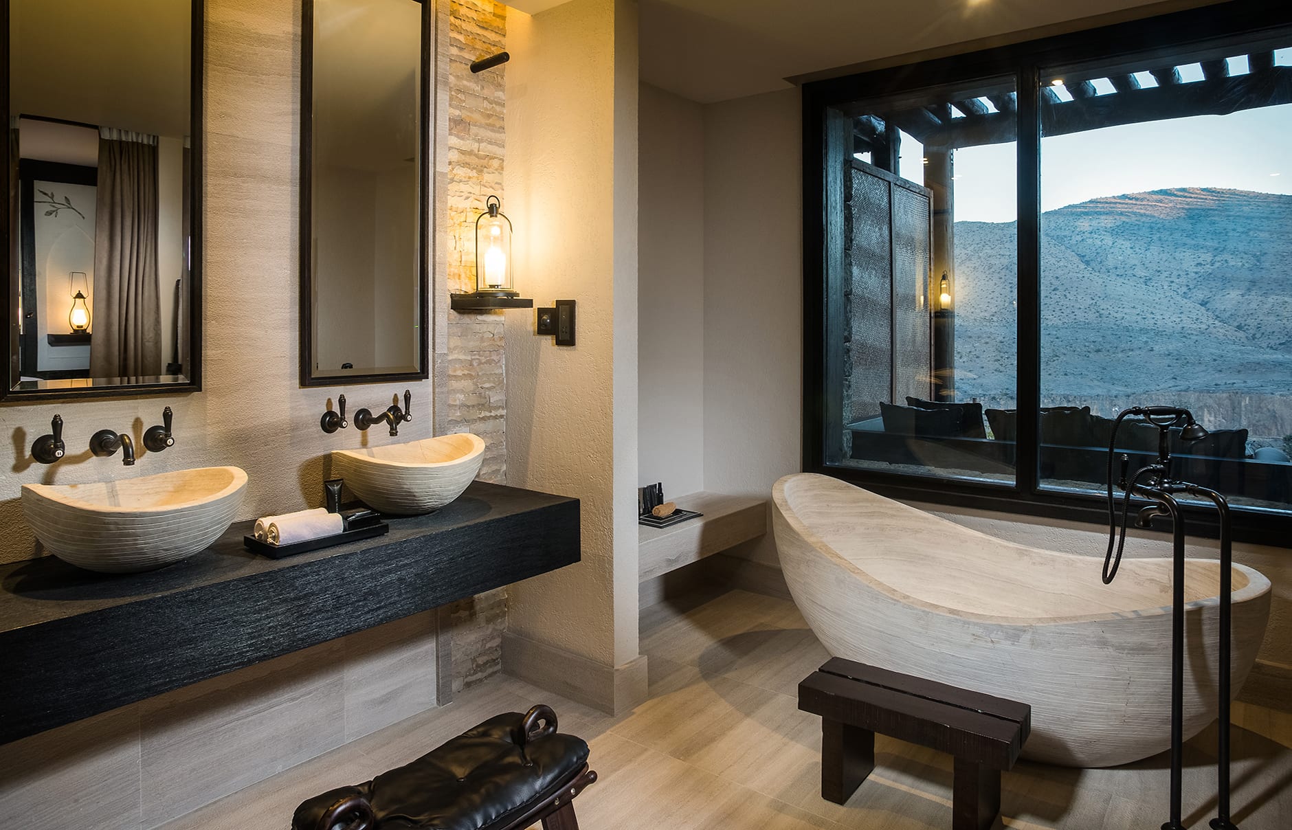 Suite bathroom. Alila Jabal Akhdar, Nizwa, Oman. Hotel Review by TravelPlusStyle. Photo © Alila Hotels and Resorts