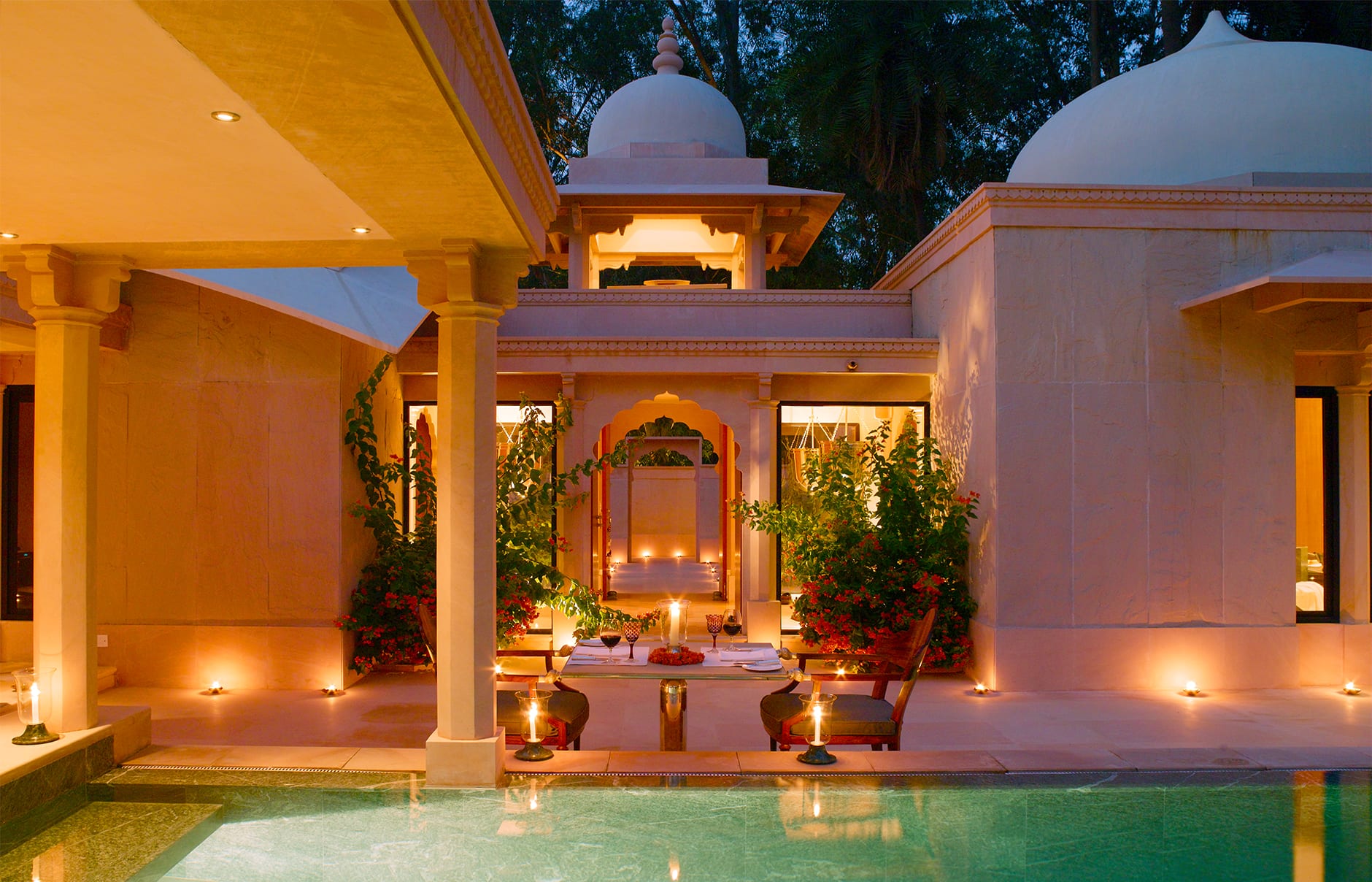 Pool Pavilion. Amanbagh, Alwar, Rajasthan, India. Luxury Hotel Review by TravelPlusStyle. Photo © Aman Resorts
