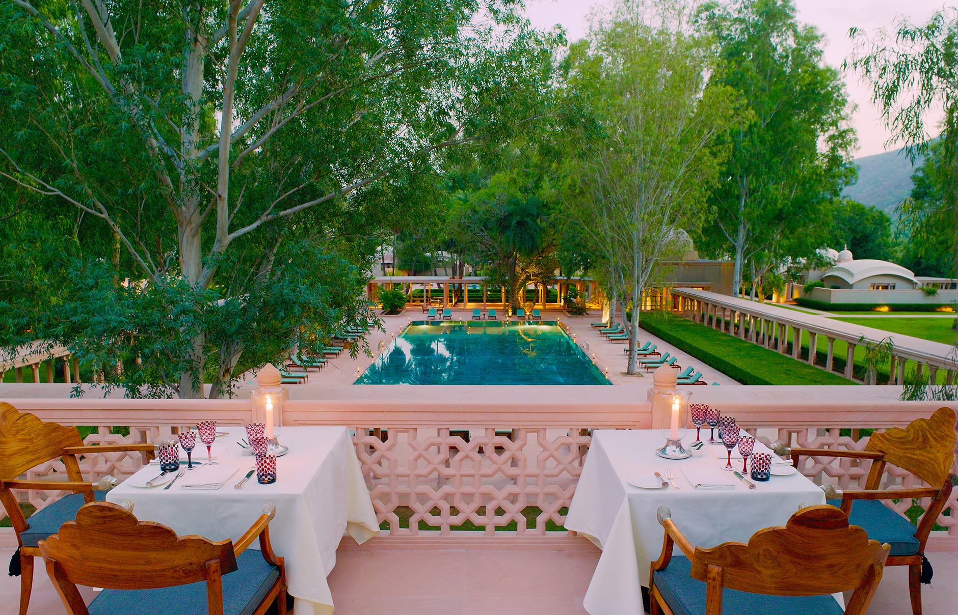 Roof Terrace Dining. Amanbagh, Alwar, Rajasthan, India. Luxury Hotel Review by TravelPlusStyle. Photo © Aman Resorts