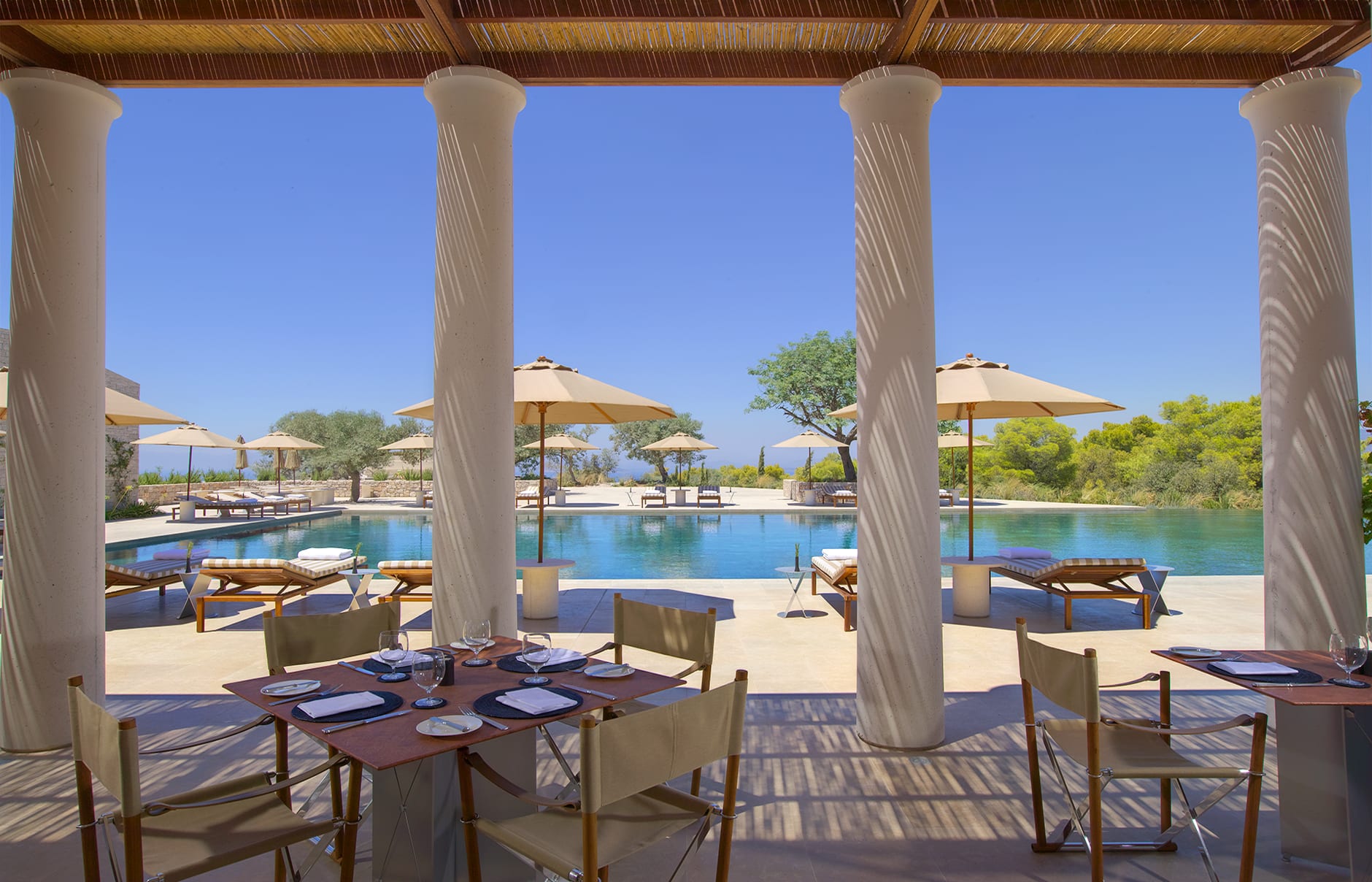 Amanzoe, Porto Heli, Peloponnese, Greece. Luxury Hotel Review by TravelPlusStyle. © Aman Resorts