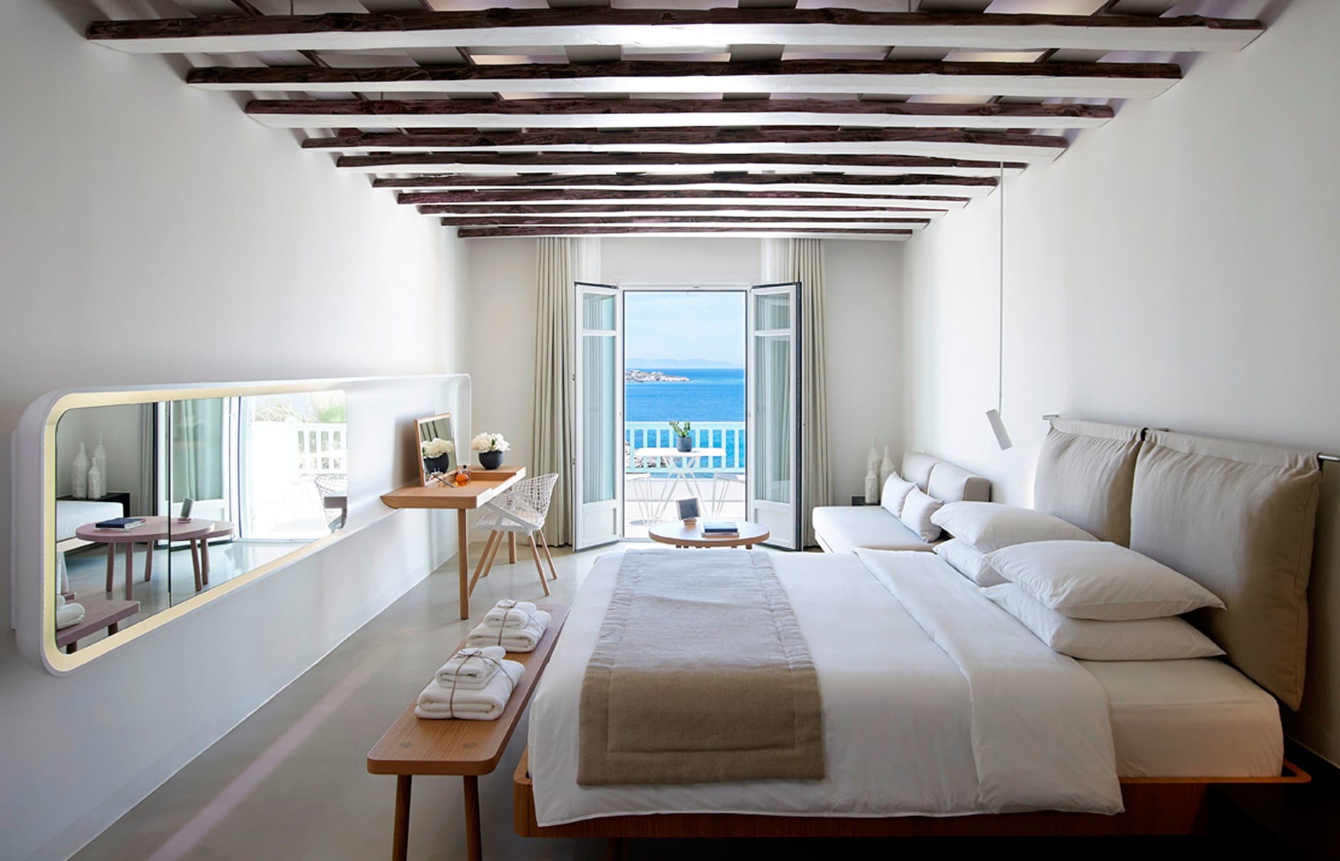 Bachelor Suite. Bill & Coo Mykonos, Greece. Hotel Review by TravelPlusStyle. Photo © Bill & Coo Mykonos