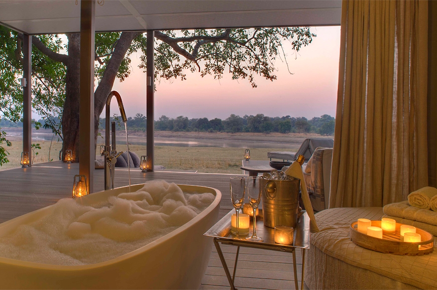 Bath time. Chinzombo Camp, Zambia. travelplusstyle.com