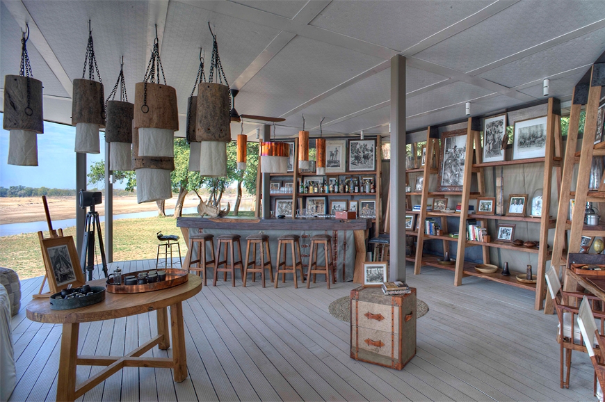 Bar. Chinzombo Camp, Zambia. travelplusstyle.com