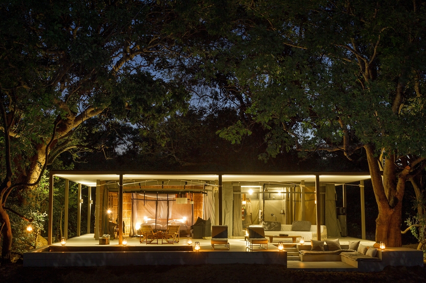 Villa at night. Chinzombo Camp, Zambia. travelplusstyle.com