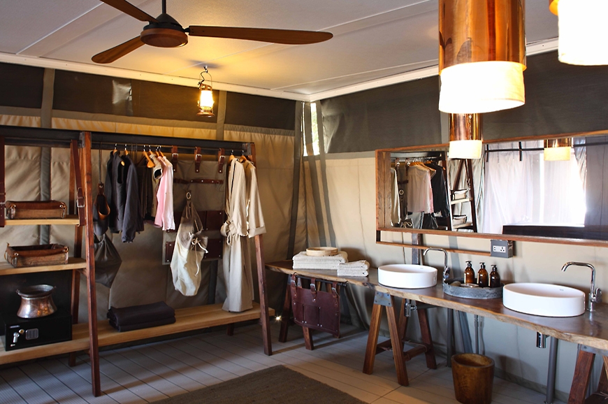 Changing area. Chinzombo Camp, Zambia. travelplusstyle.com
