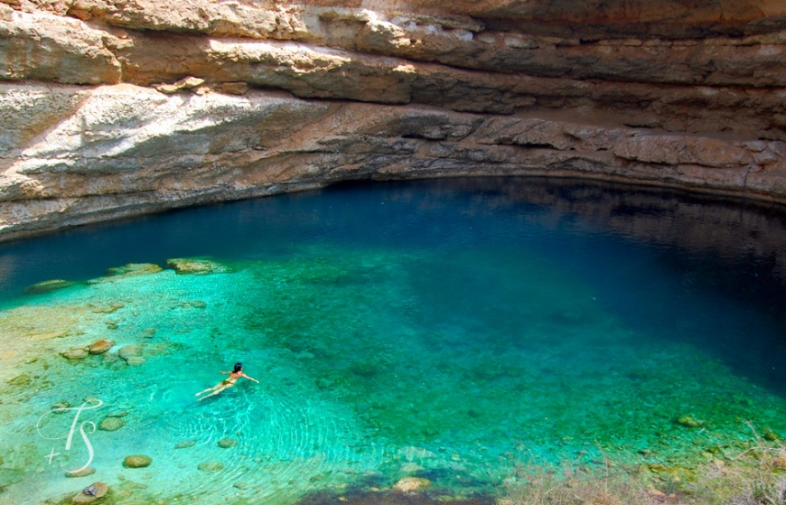 Bimmah Sinkhole, Oman. © Travel+Style