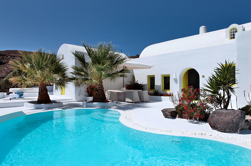 villas santorini greek greece luxury vacation villa holiday rental travelplusstyle architects spending hotels mediterranean craving escapism away surprising architect pool