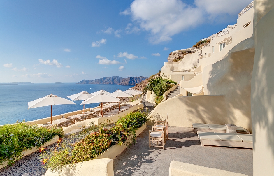 Mystique, Santorini, Greece. Hotel Review by TravelPlusStyle. Photo © Marriott International