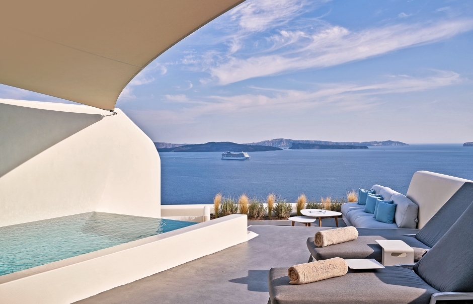 Canaves Oia Suites Santorini, Greece on TravelPlusStyle.com. Photo by Canaves.