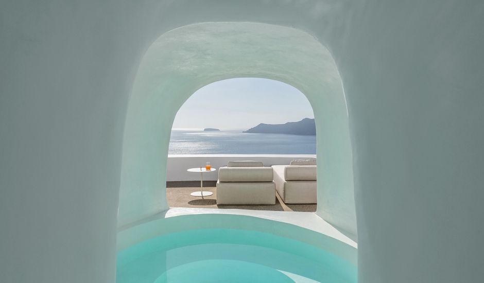 The Saint Hotel, Oia, Santorini, Greece. TravelPlusStyle.com