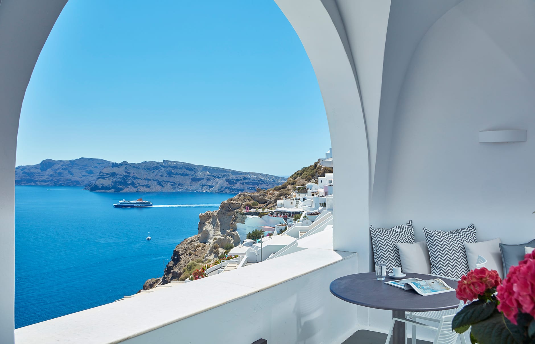 Katikies, Santorini, Greece.  Luxury Hotel Review by TravelPlusStyle. Photo © Katikies