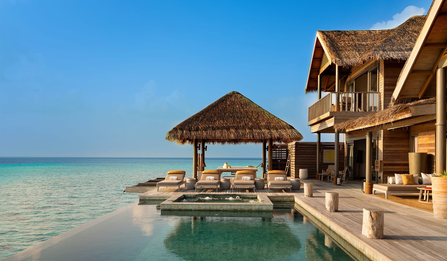 Vakkaru Maldives, Baa Atoll, Maldives. The Best Luxury Resorts in the Maldives by TravelPlusStyle.com vakkaru-villa-infinity-pool-and-terrace-travelplusstyle