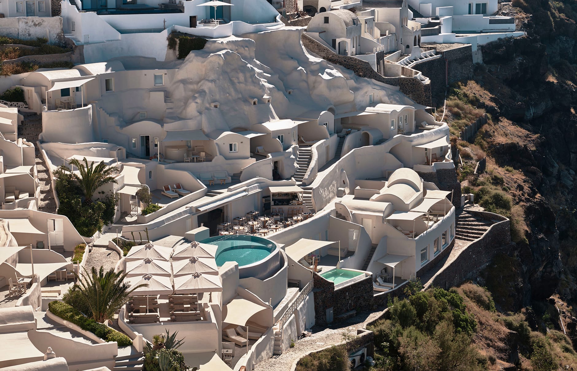 Mystique, Santorini, Greece. Hotel Review by TravelPlusStyle. Photo © Marriott International