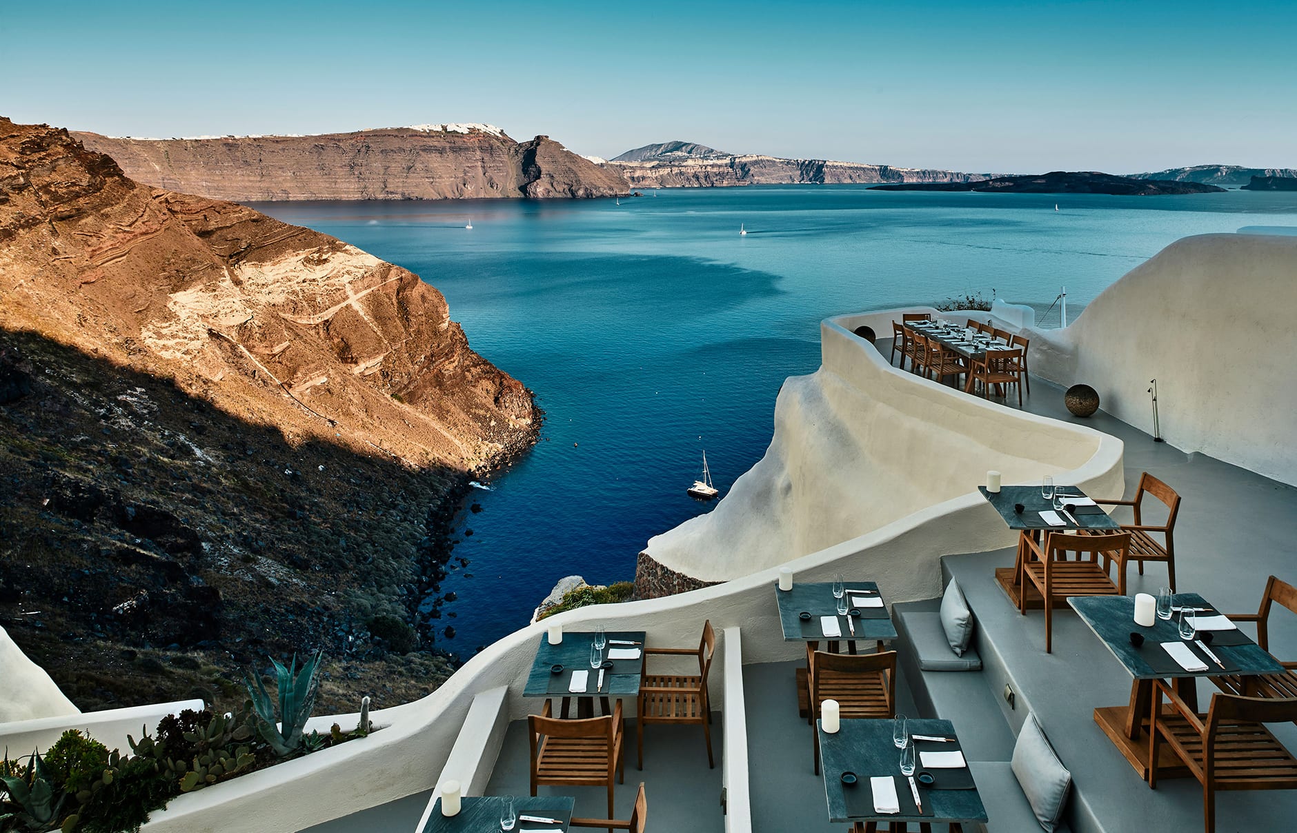 Mystique, Santorini, Greece. Hotel Review by TravelPlusStyle. Photo © Marriott International