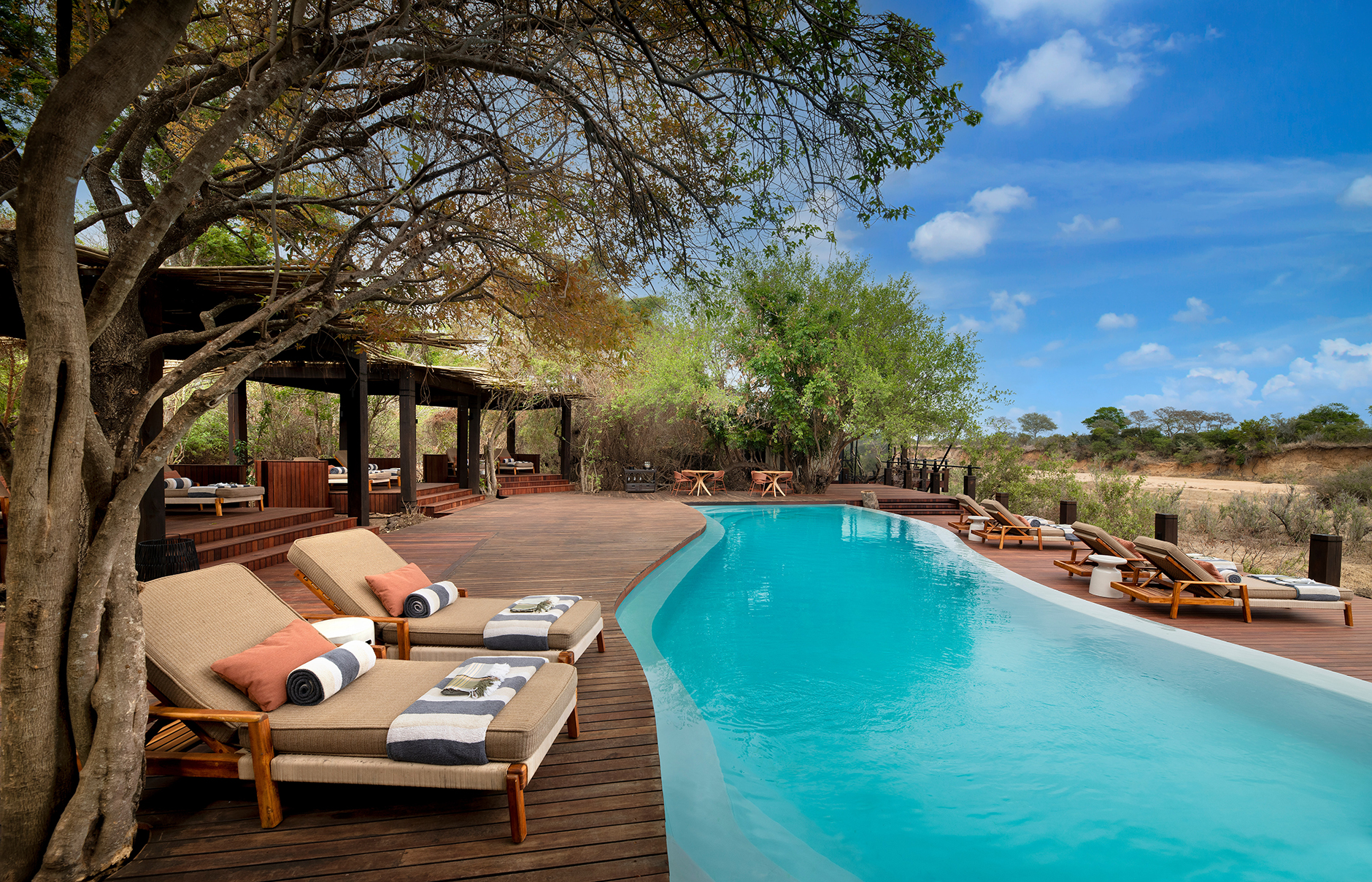 andBeyond Ngala Tented Camp, Kruger National Park, South Africa. Review by TravelPlusStyle. Photo © andBeyond South-Africa-Ngala-Tented-Camp-main-lodge-pool
