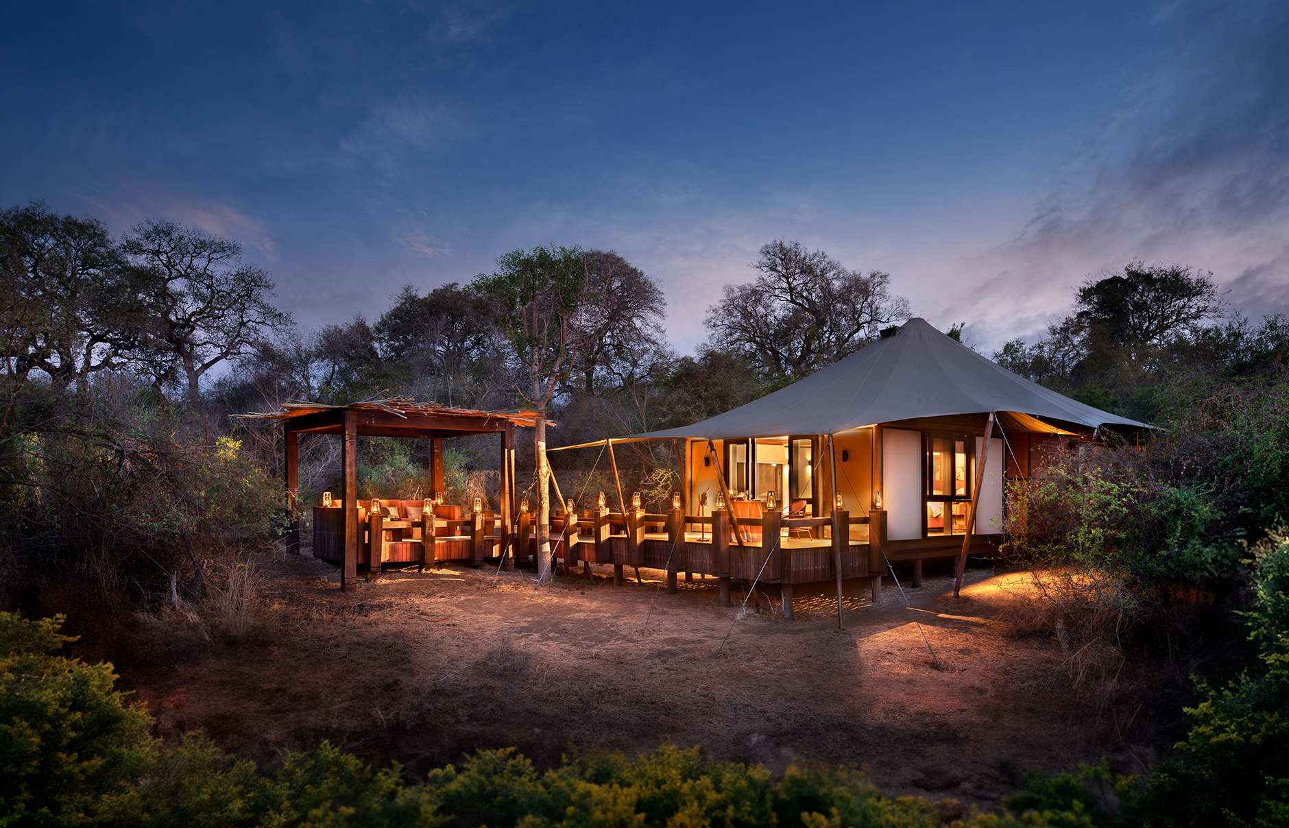andBeyond Ngala Tented Camp, Kruger National Park, South Africa. Review by TravelPlusStyle. Photo © andBeyond South-Africa-Ngala-Tented-Camp-tented-suite-exterior