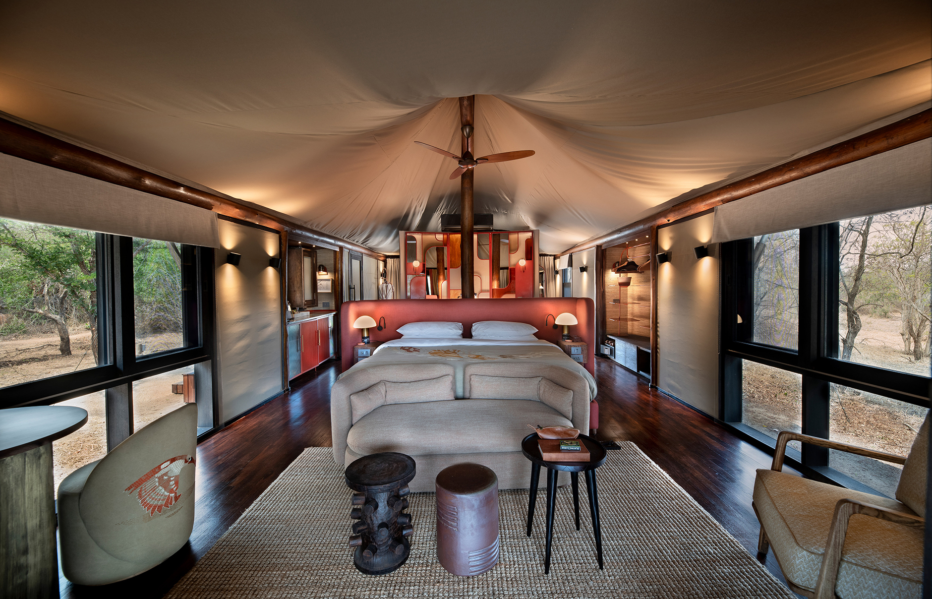 andBeyond Ngala Tented Camp, Kruger National Park, South Africa. Review by TravelPlusStyle. Photo © andBeyond South-Africa-Ngala-Tented-Camp-tented-suite-interior-2