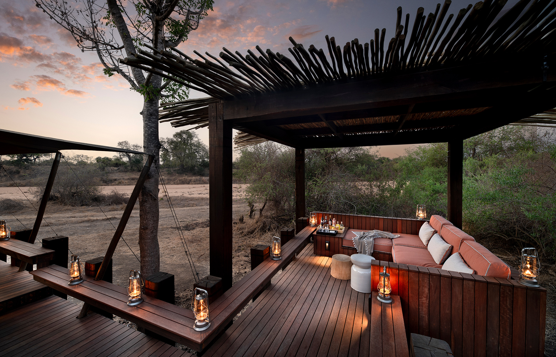 andBeyond Ngala Tented Camp, Kruger National Park, South Africa. Review by TravelPlusStyle. Photo © andBeyond South-Africa-Ngala-Tented-Camp-tented-suite-outside-deck
