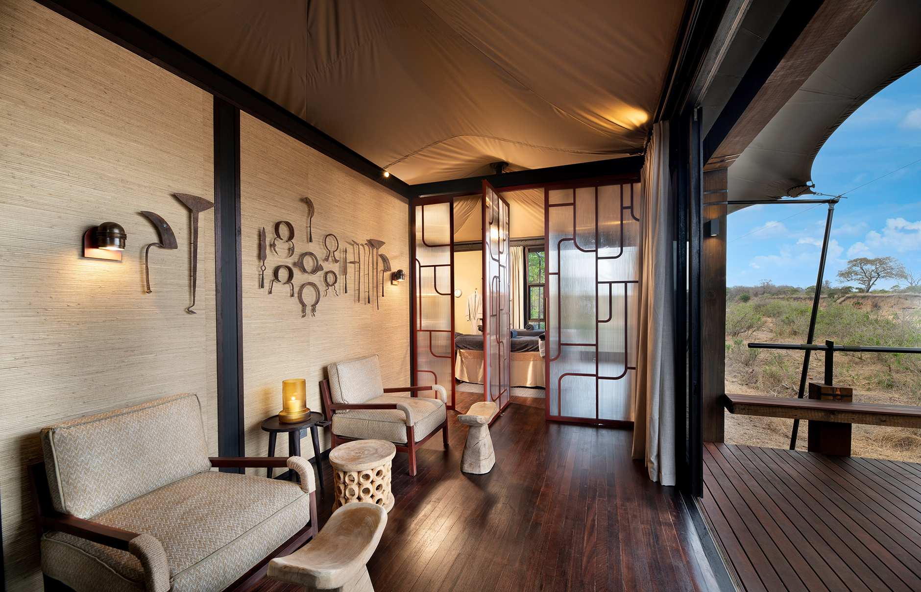 andBeyond Ngala Tented Camp, Kruger National Park, South Africa. Review by TravelPlusStyle. Photo © andBeyond South-Africa-Ngala-Tented-Camp-wellness-spa-entrance-2