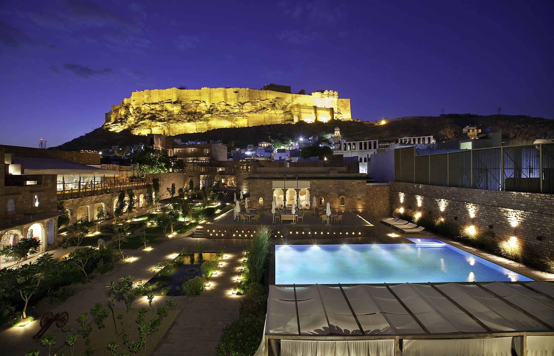Raas evening view. Raas Jodhpur, India. Luxury Hotel Review by TravelPlusStyle. Photo © Rass