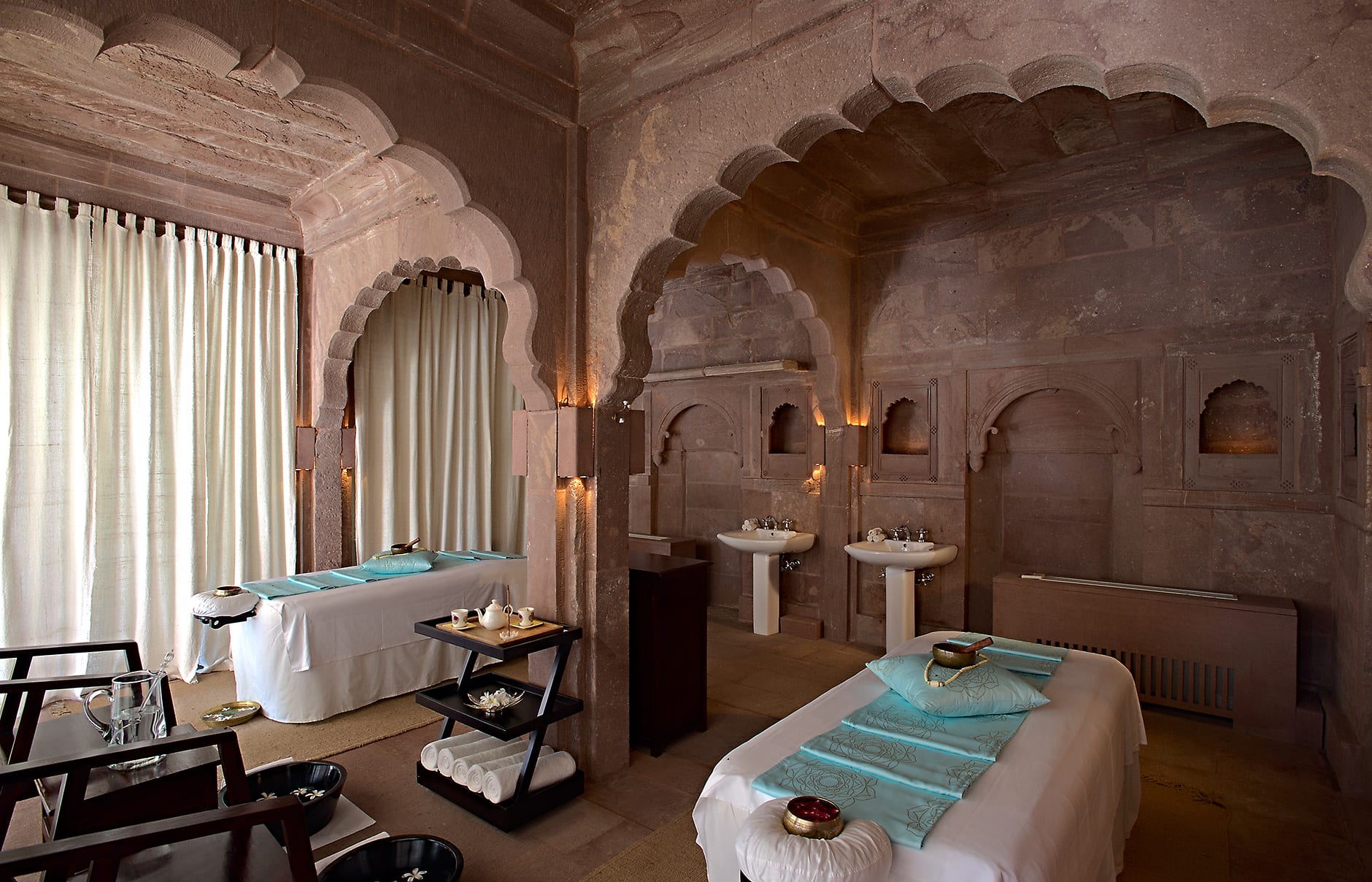 Spa treatment room. Raas Jodhpur, India. Luxury Hotel Review by TravelPlusStyle. Photo © Rass