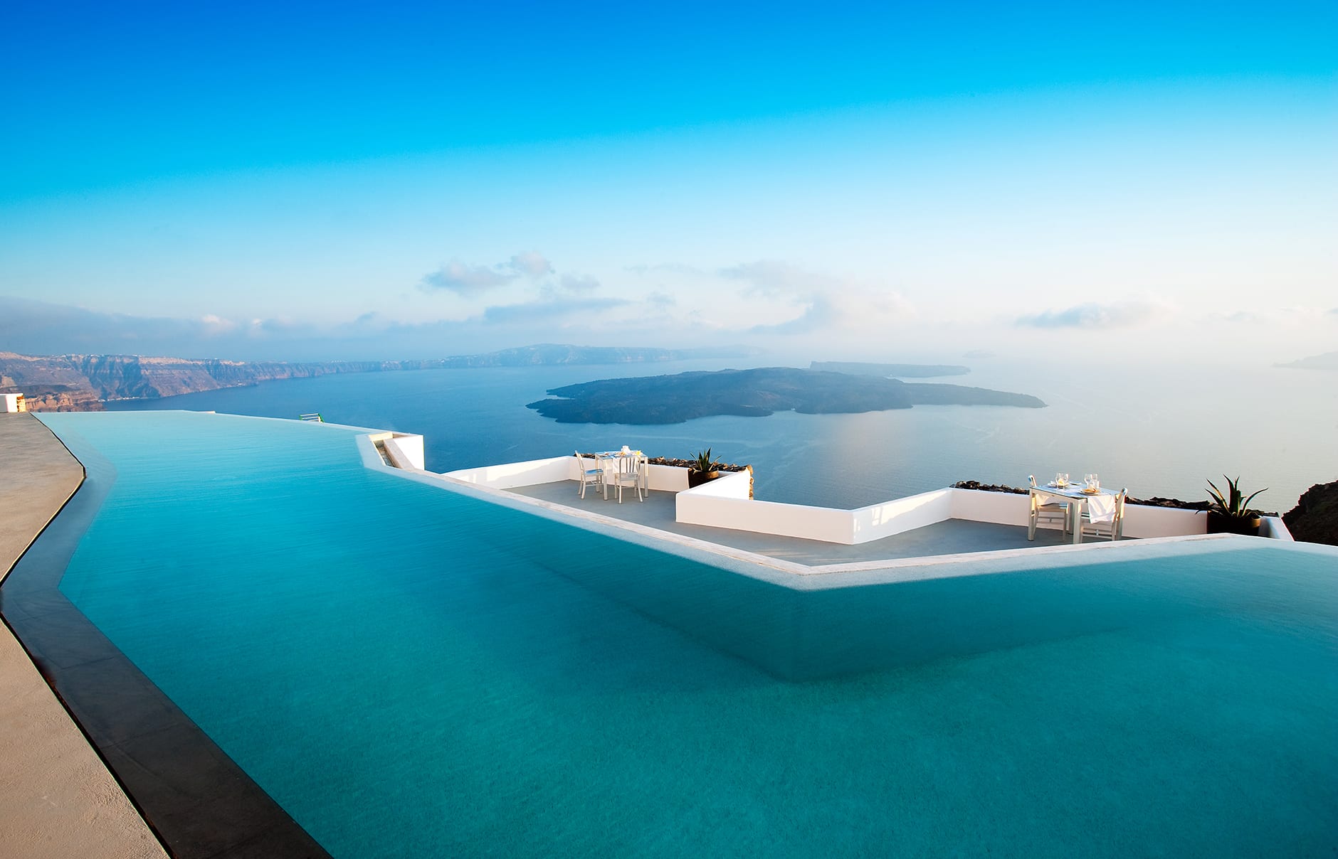 Infinity pool. Grace Hotel Santorini, Greece. Luxury Hotel Review by TravelPlusStyle. Photo © Auberge Resorts Collection