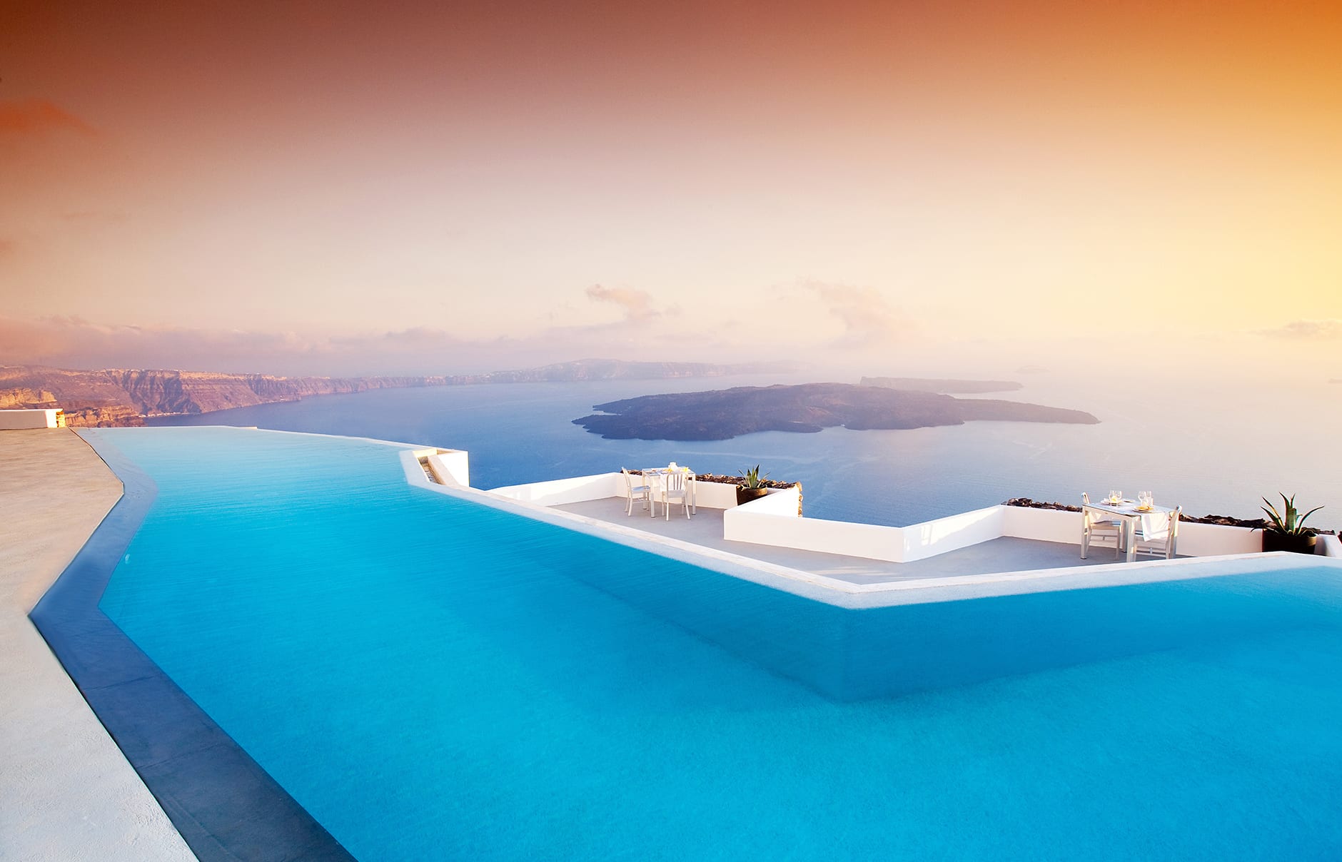 Infinity pool. Grace Hotel Santorini, Greece. Luxury Hotel Review by TravelPlusStyle. Photo © Auberge Resorts Collection