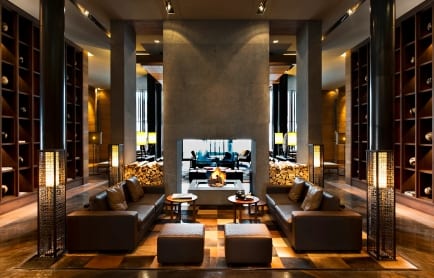 Lounge area. The Chedi Andermatt, Switzerland. © GHM