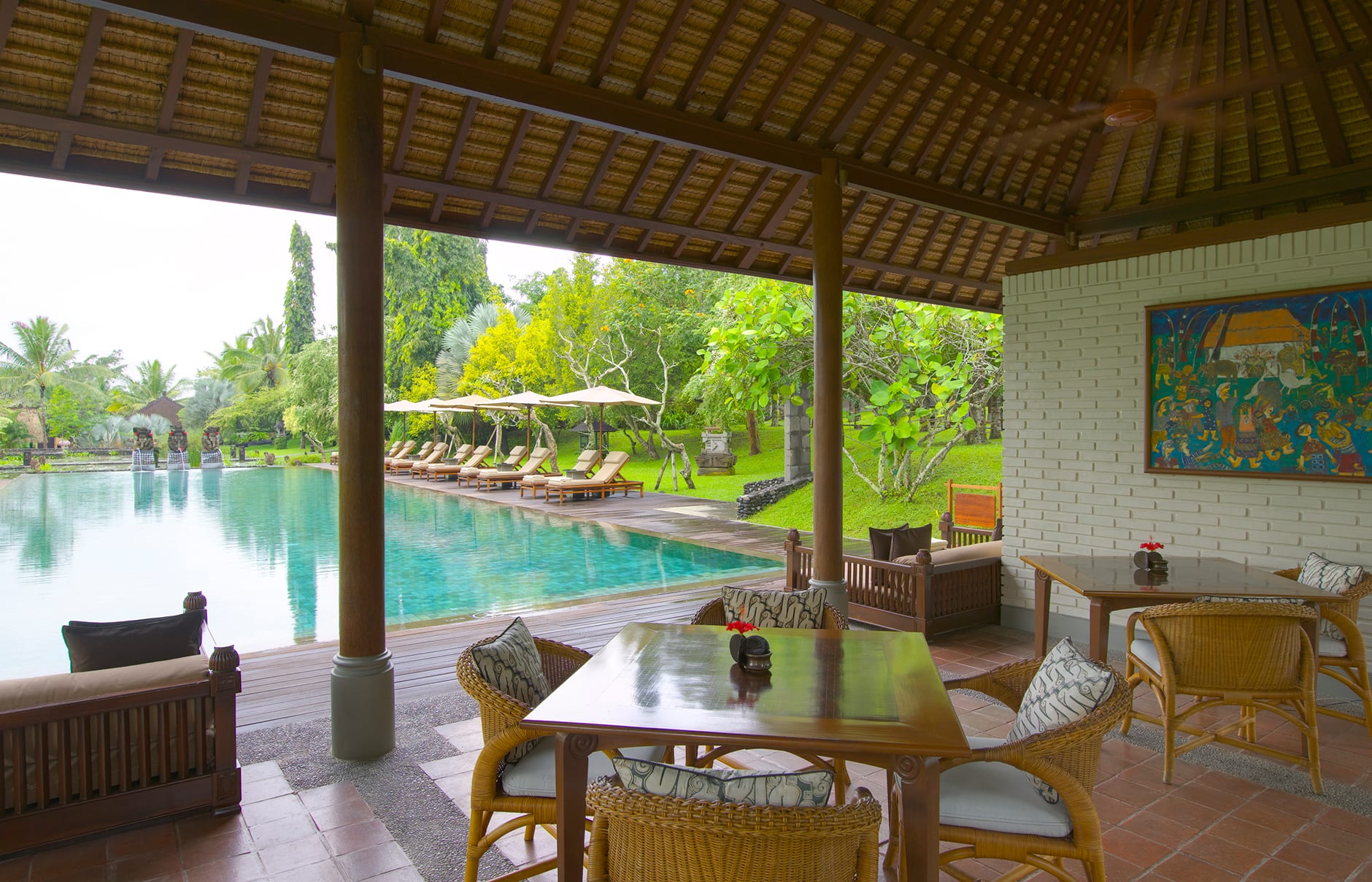 Tanah Gajah, a Resort by Hadiprana, Ubud, Bali. Hotel Review by TravelPlusStyle. Photo © Tanah Gajah ctg-dining-pool_bar