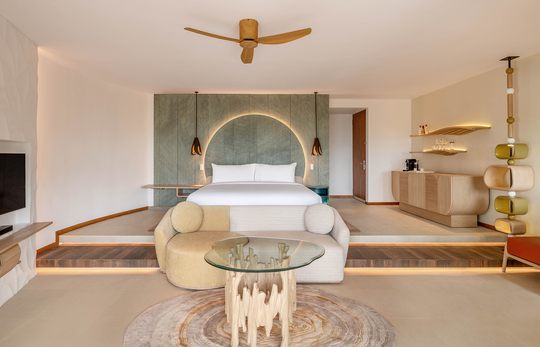 W Maldives, Fesdu Island, Maldives. Hotel Review by TravelPlusStyle. Photo © Marriott International W-Maldives-Escape-Beach-One-Bedroom-Villa-Bedroom-3