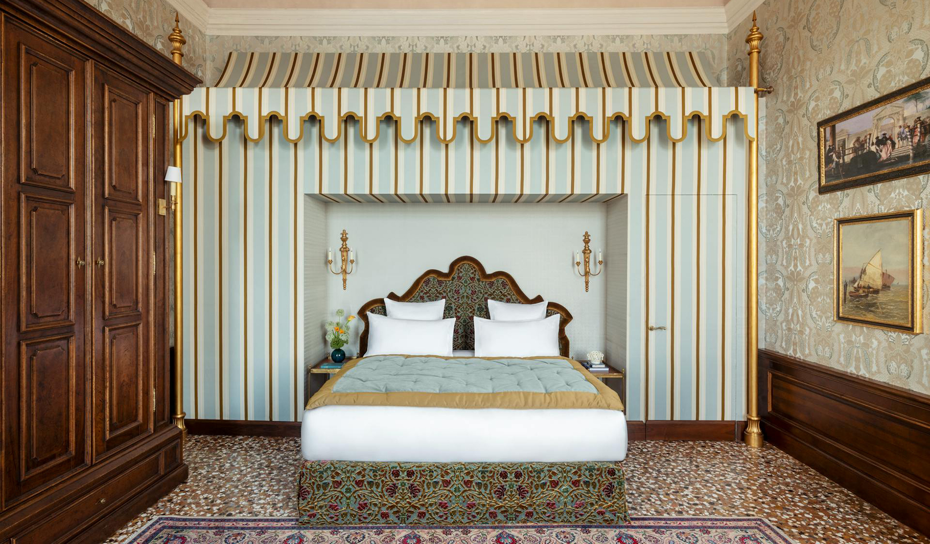 Bedroom at Airelles Palladio Venezia combining historic character with contemporary comforts