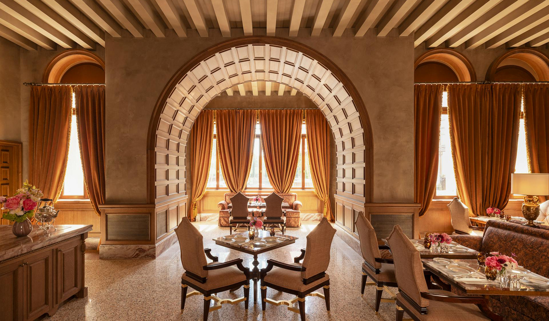 Venetian-inspired interior at Airelles Palladio Venezia with richly detailed finishes
