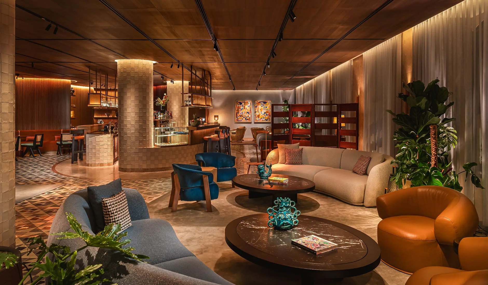 Contemporary lounge interior at Andaz Lisbon with Portuguese-inspired design details