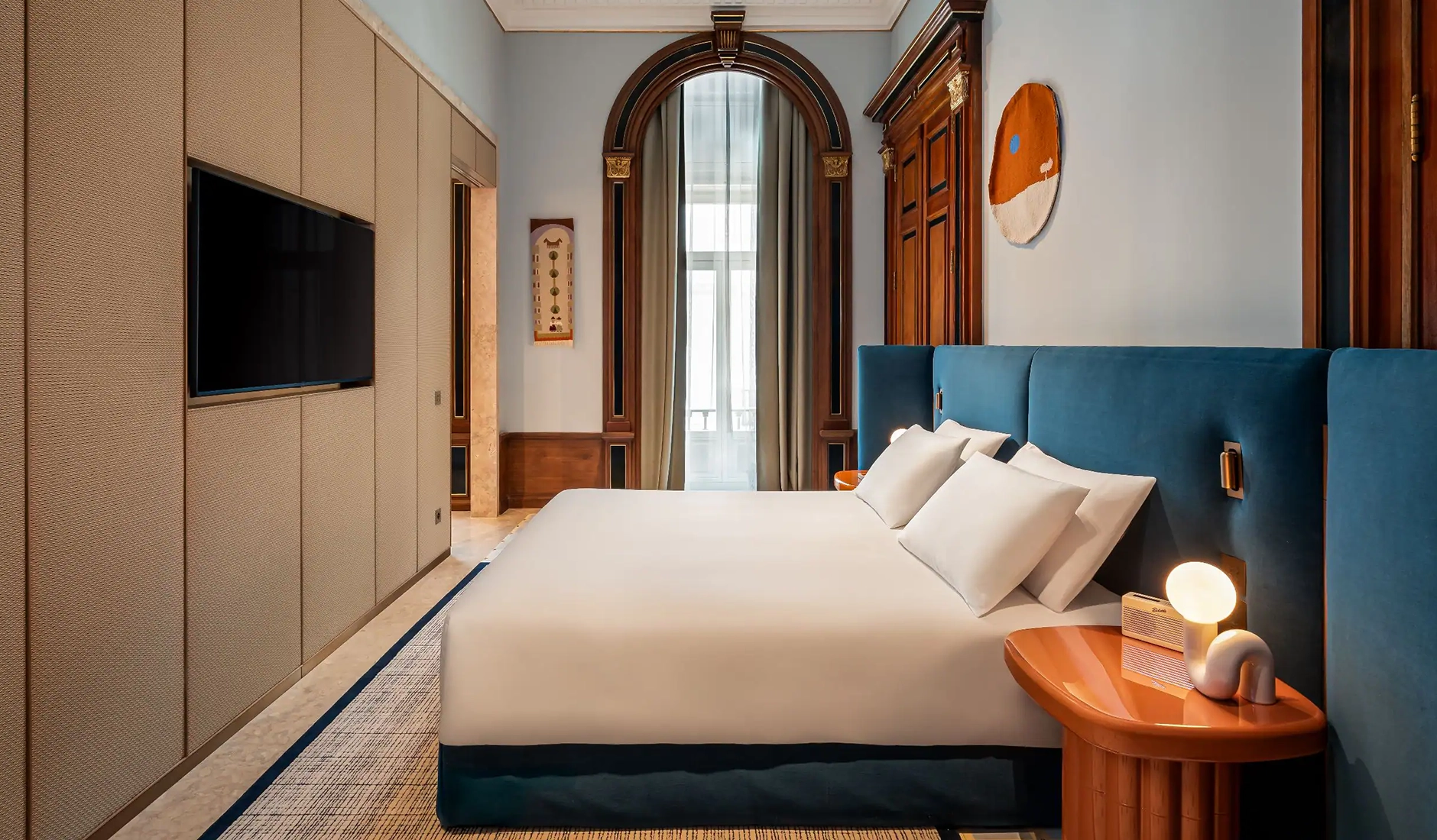 Guest room at Andaz Lisbon with contemporary furnishings and locally inspired design details