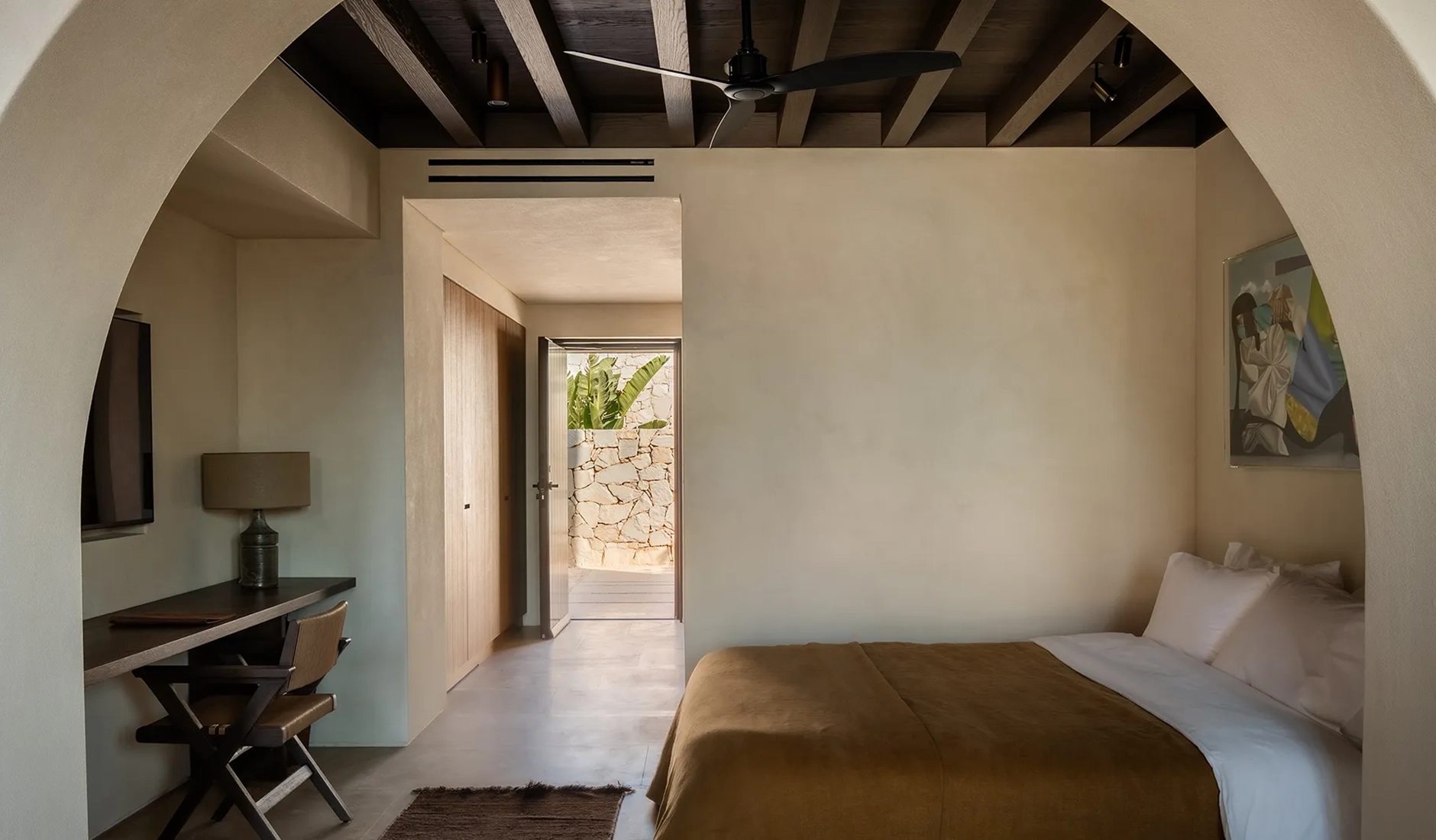 Textured materials and carefully selected decorative details in the interiors of Luura Cliff