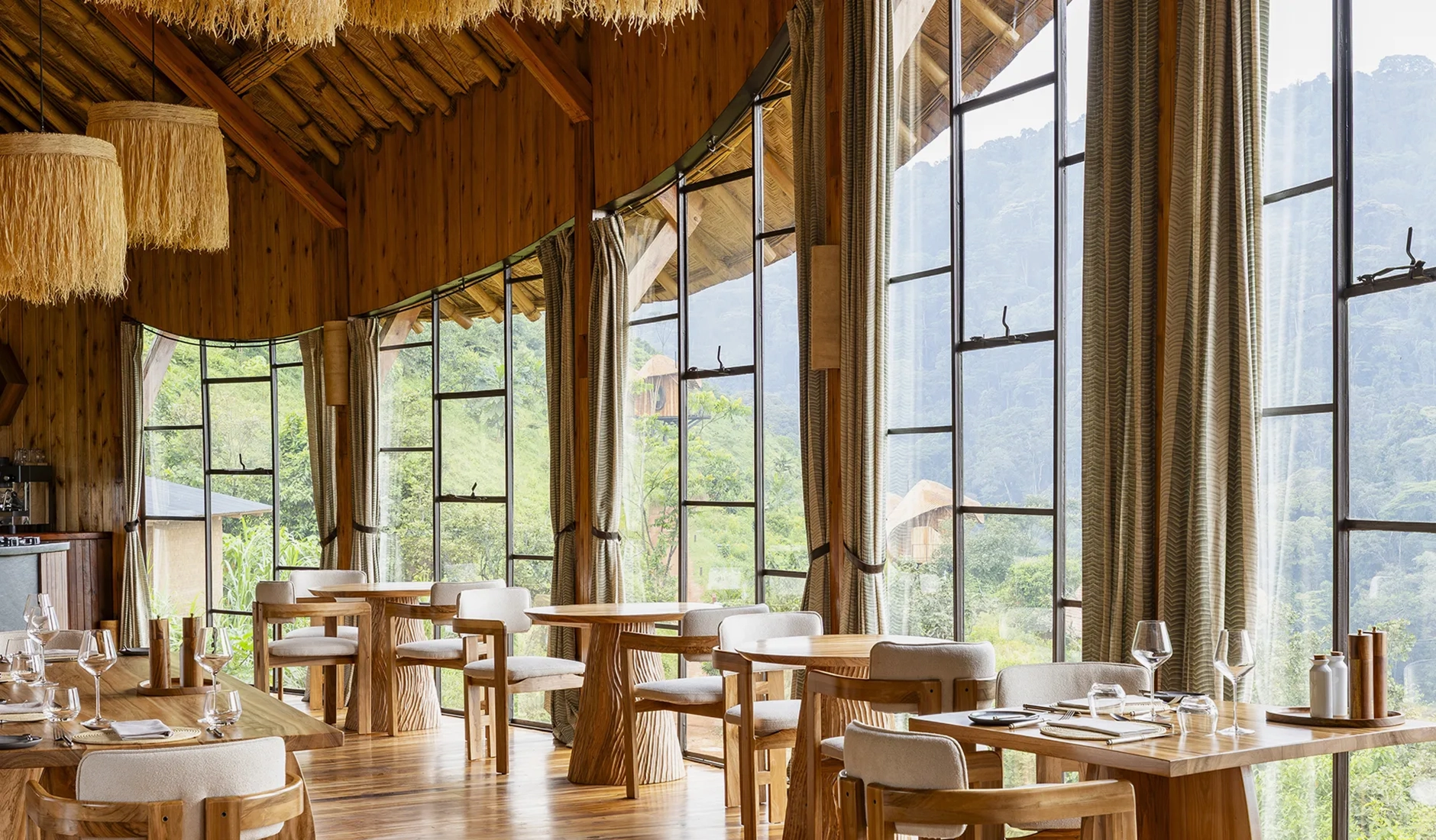 Dining area inside the main lodge at Erebero Hills