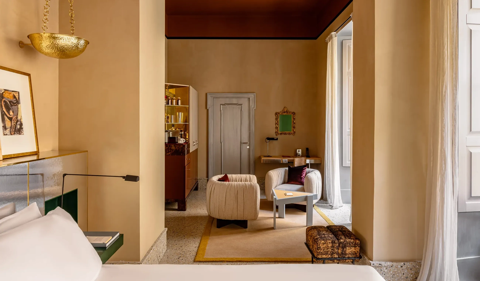 Guest room at Experimental Roma with contemporary furnishings and distinctive decorative details