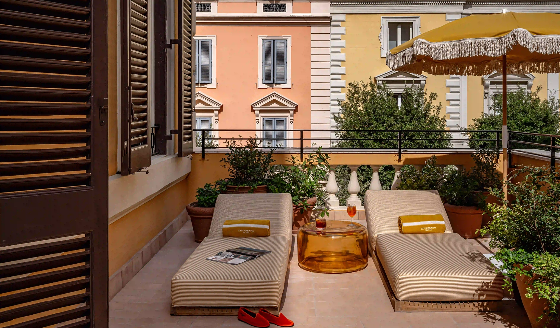Private terrace at Experimental Roma overlooking the surrounding Ludovisi neighbourhood