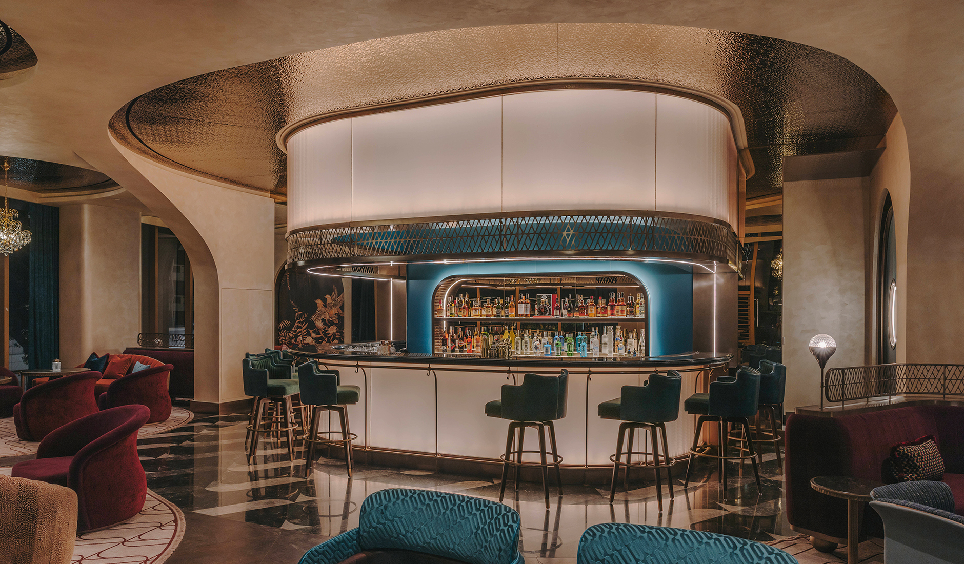 YY Bar at Fairmont Hanoi with contemporary interiors and an atmospheric setting