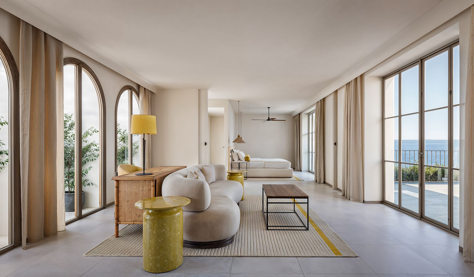 Junior Suite with a private terrace at Gran Hotel Margalida overlooking the Mediterranean
