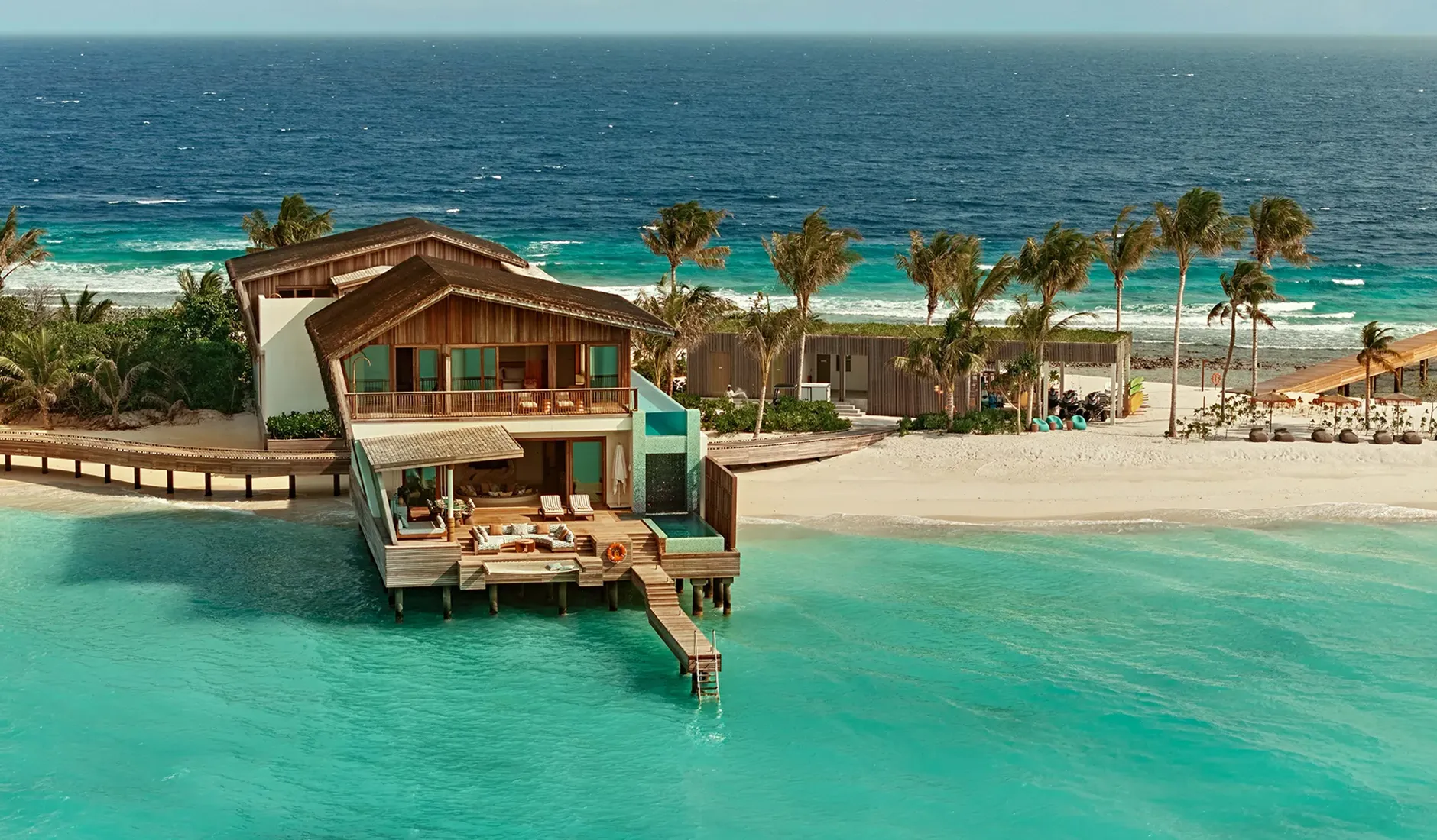Oceanfront private residence at .Here Baa Atoll overlooking the turquoise waters of the Maldives