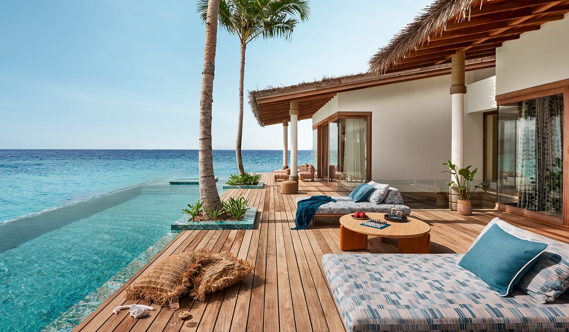 Private swimming pool at a residence on Nowhere Island overlooking the ocean