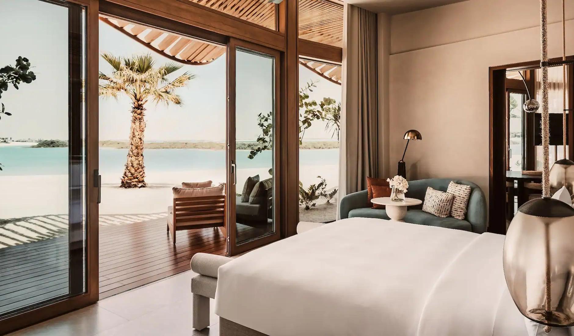 Guest bedroom at Miraval The Red Sea, featuring understated contemporary interiors inspired by the surrounding desert and coastline