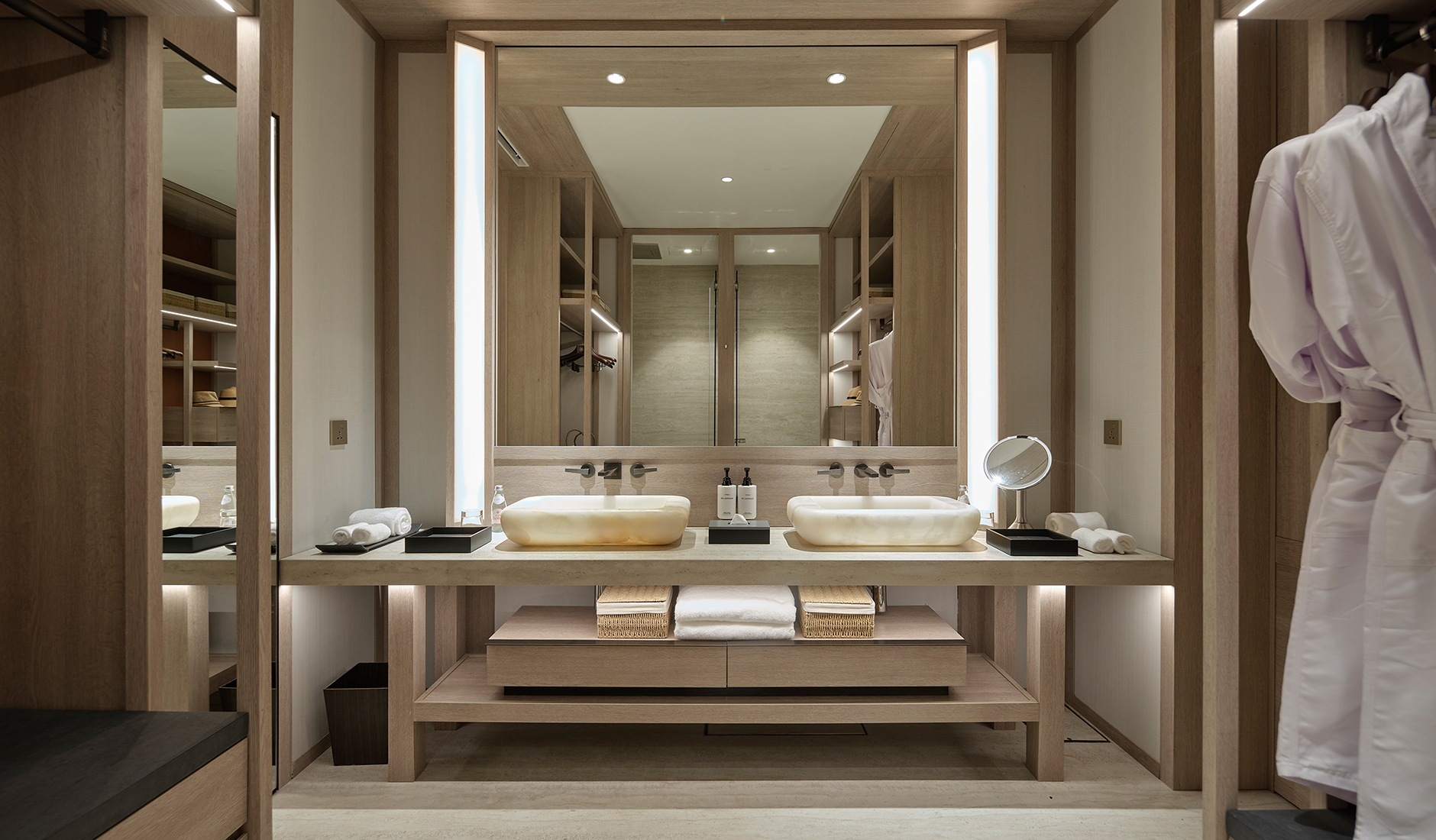 Contemporary bathroom in a luxury suite at Soori Penang, with refined finishes and a restrained design