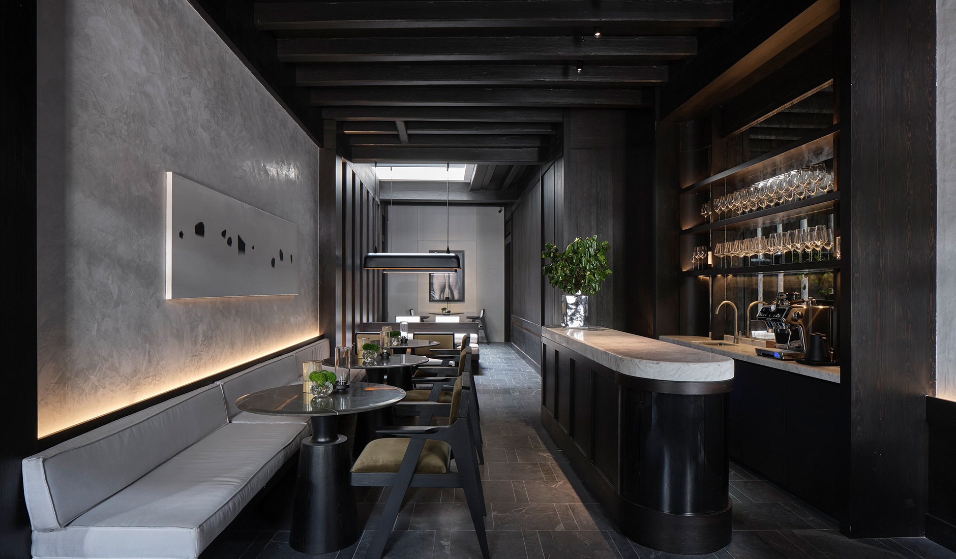 Wine bar at Soori Penang, set within the restored shophouses of George Town's historic Khoo Kongsi compound