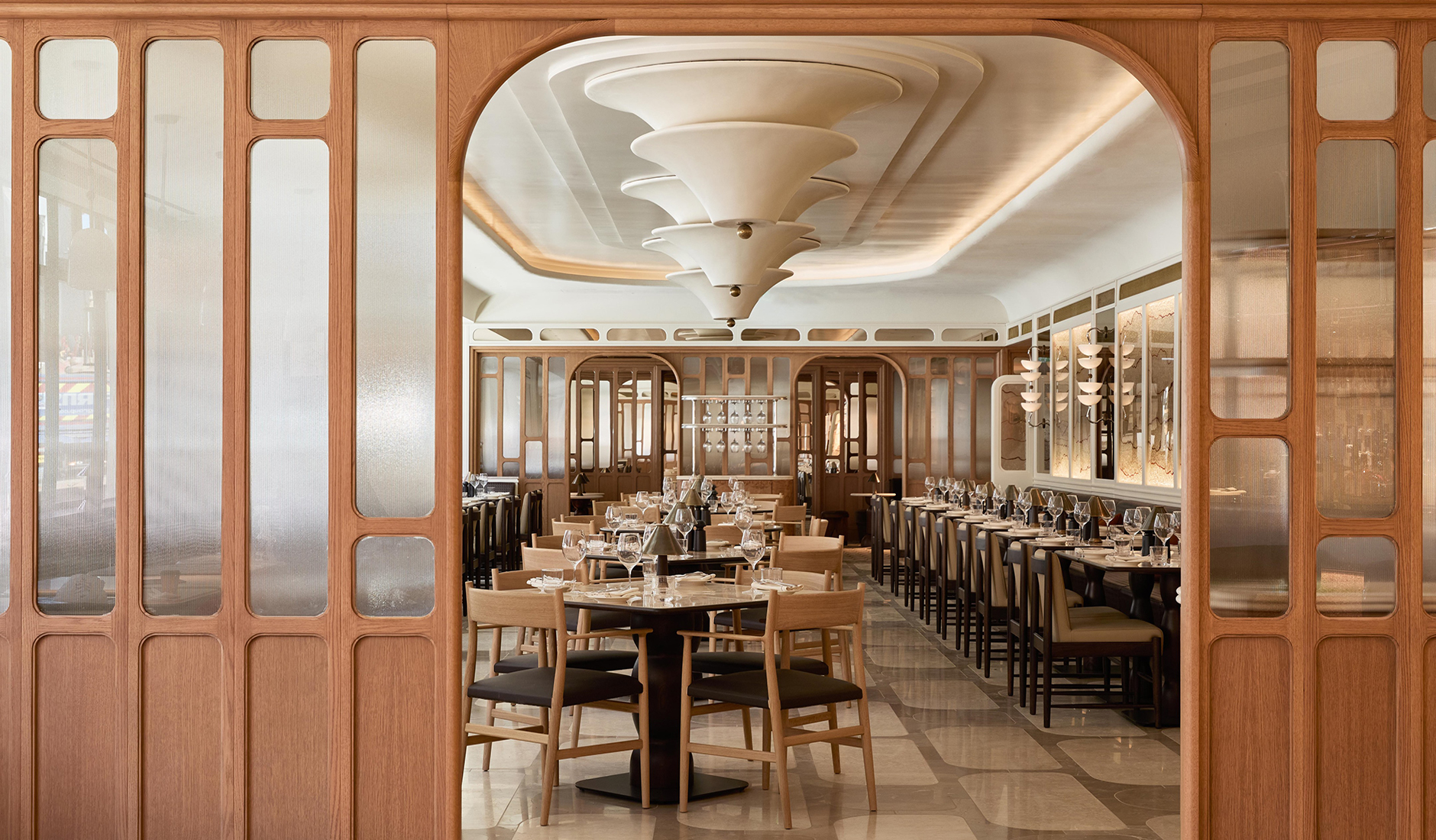 Dining room at Brasserie Angelica, the all-day restaurant at The Newman