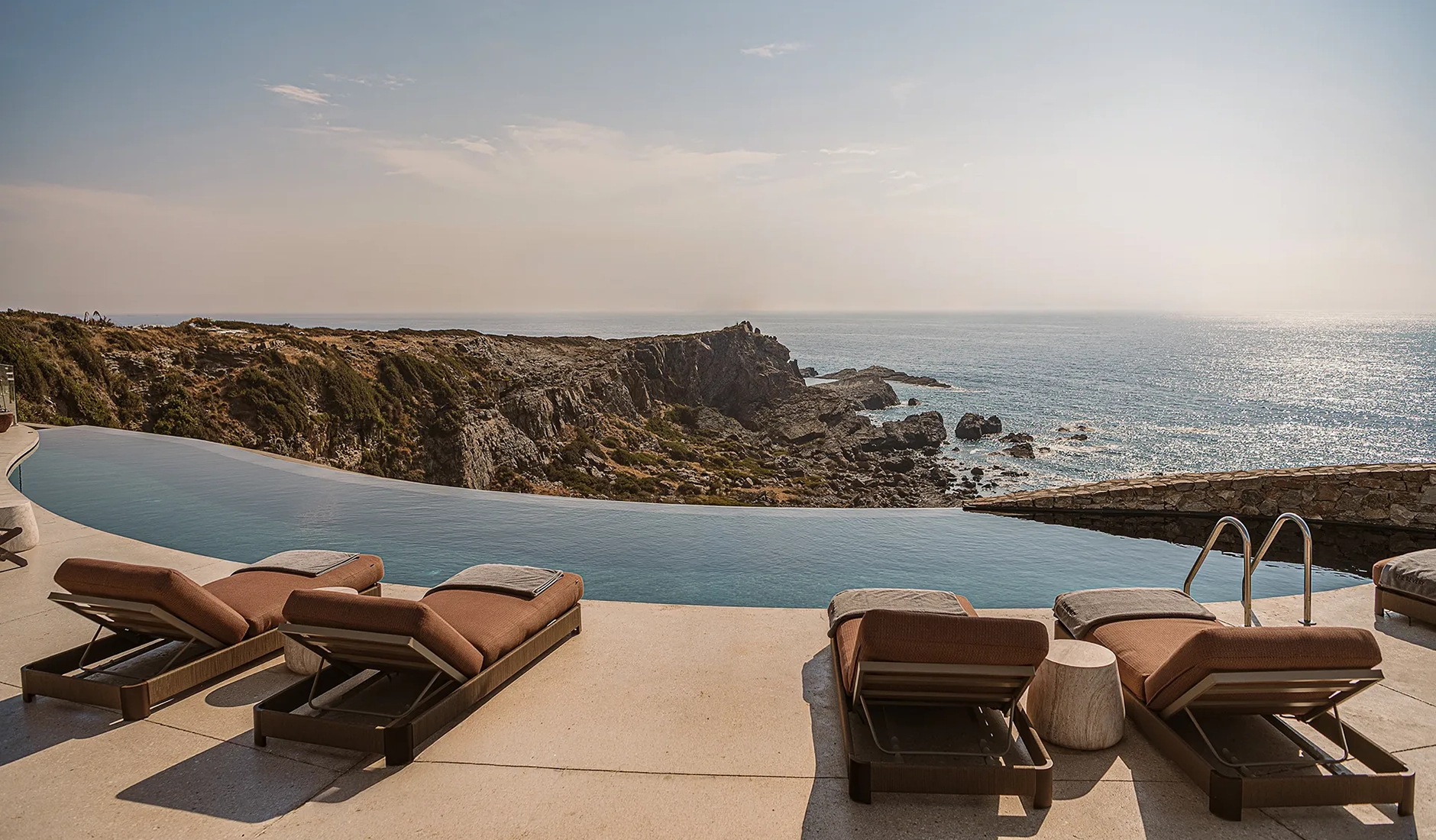 Infinity pool at The Revery overlooking the sea on Crete's southwestern coast