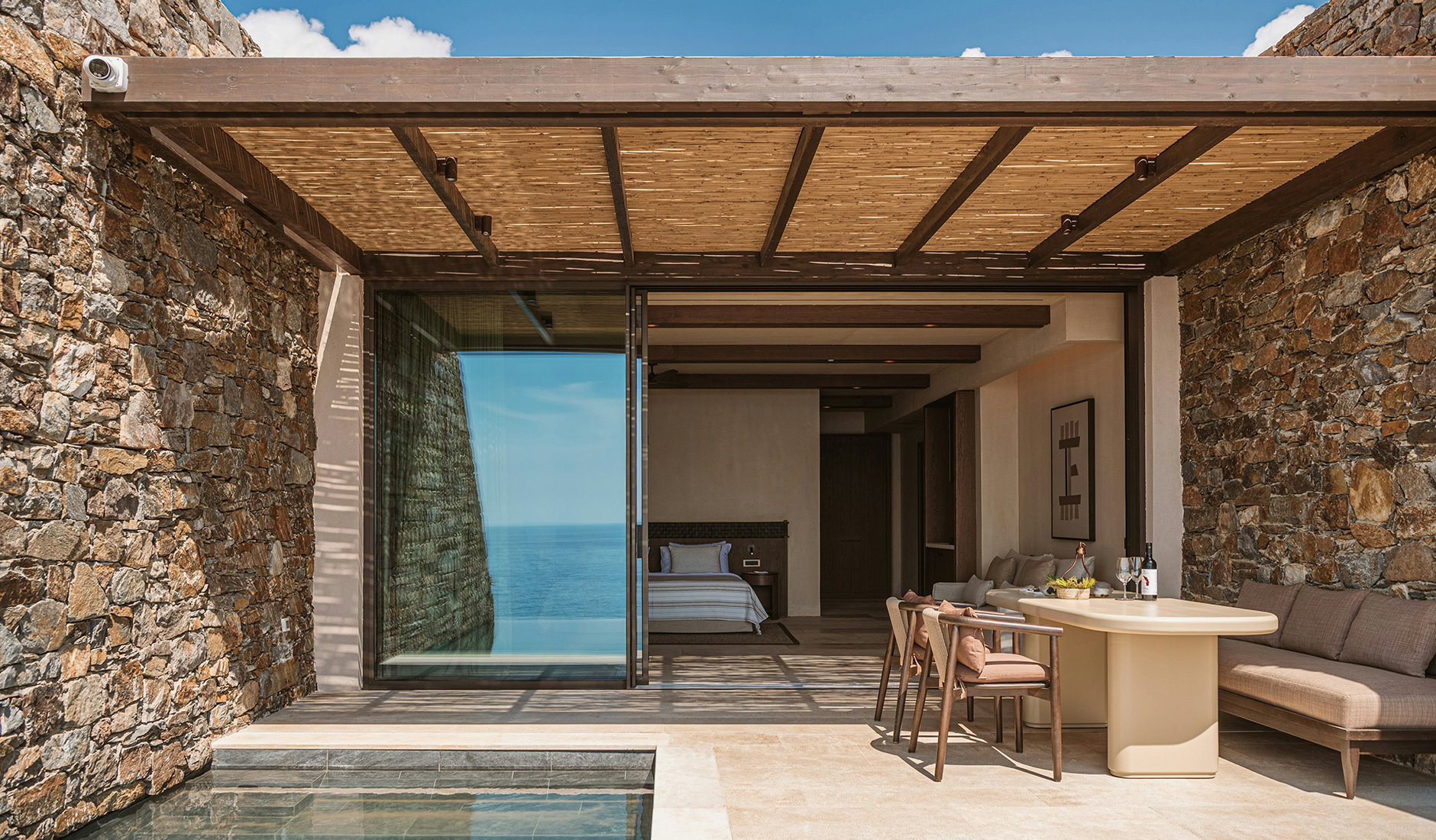 Heated private pool on the terrace of a cliffside suite at The Revery