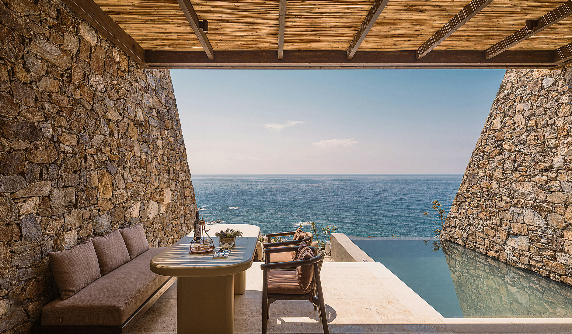 View of the Libyan Sea from a private suite terrace at The Revery