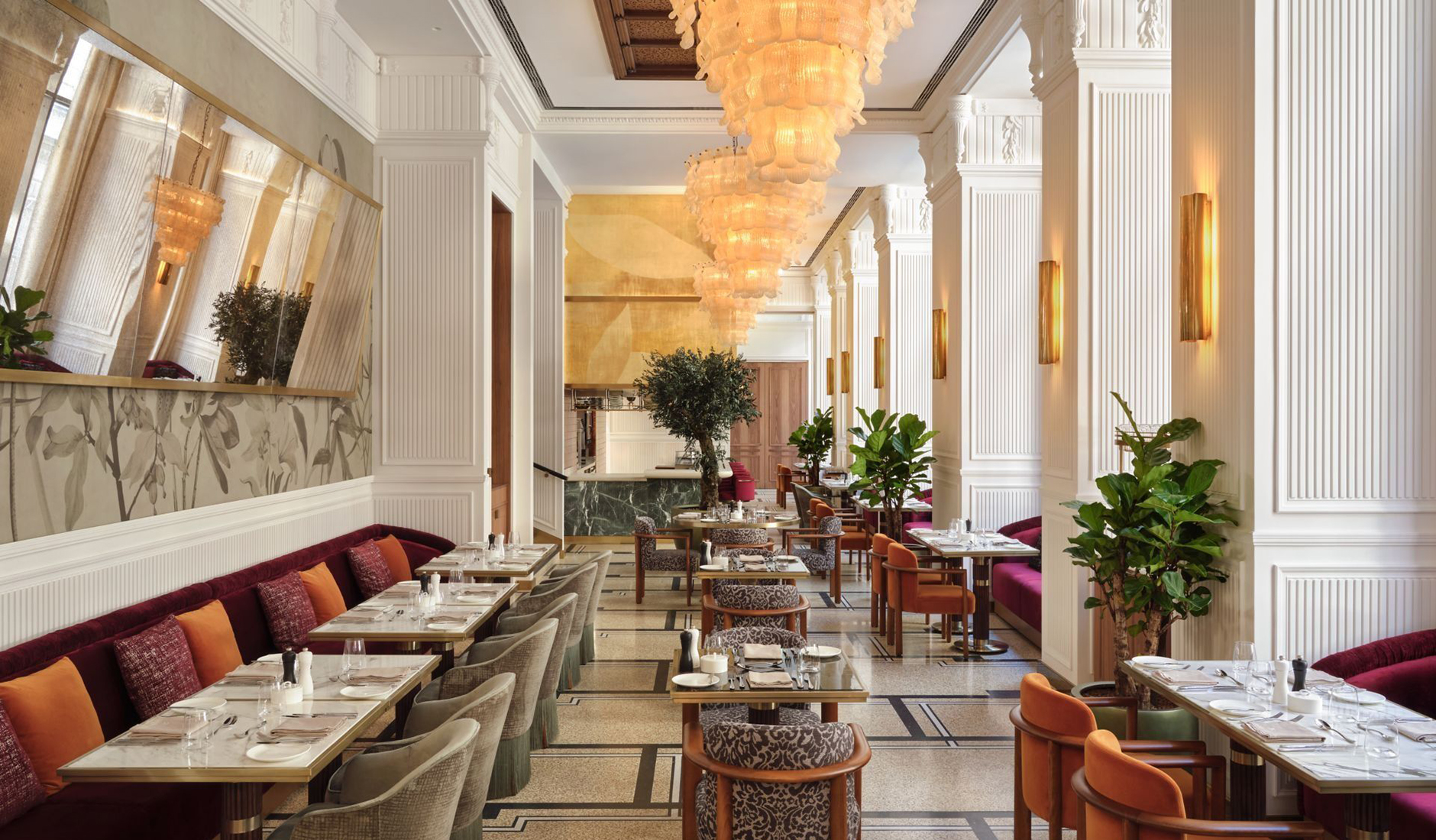 Restaurant interior at The St. Regis Budapest combining contemporary dining design with historic surroundings